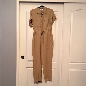 Banana Republic Beige Button-Front Jumpsuit